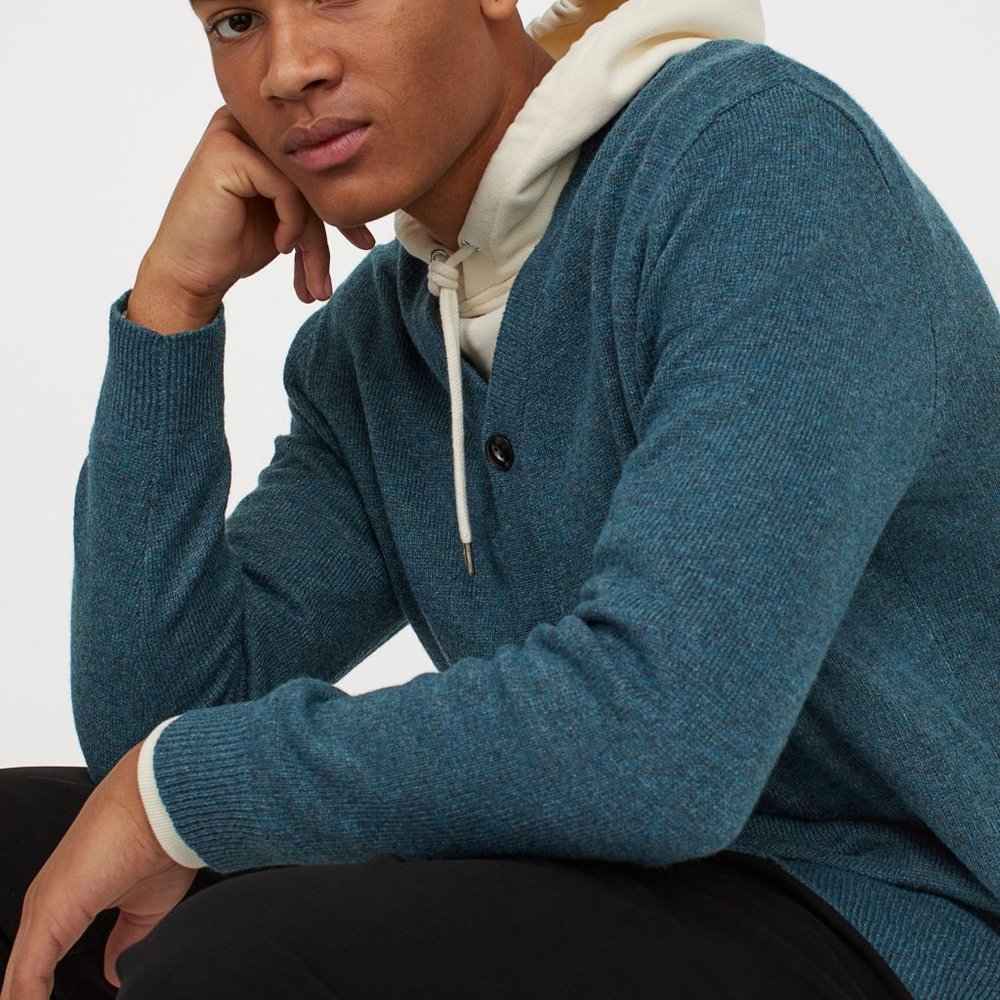 NWT Wool Blend Cardigan Blue Teal - Picture 3 of 5